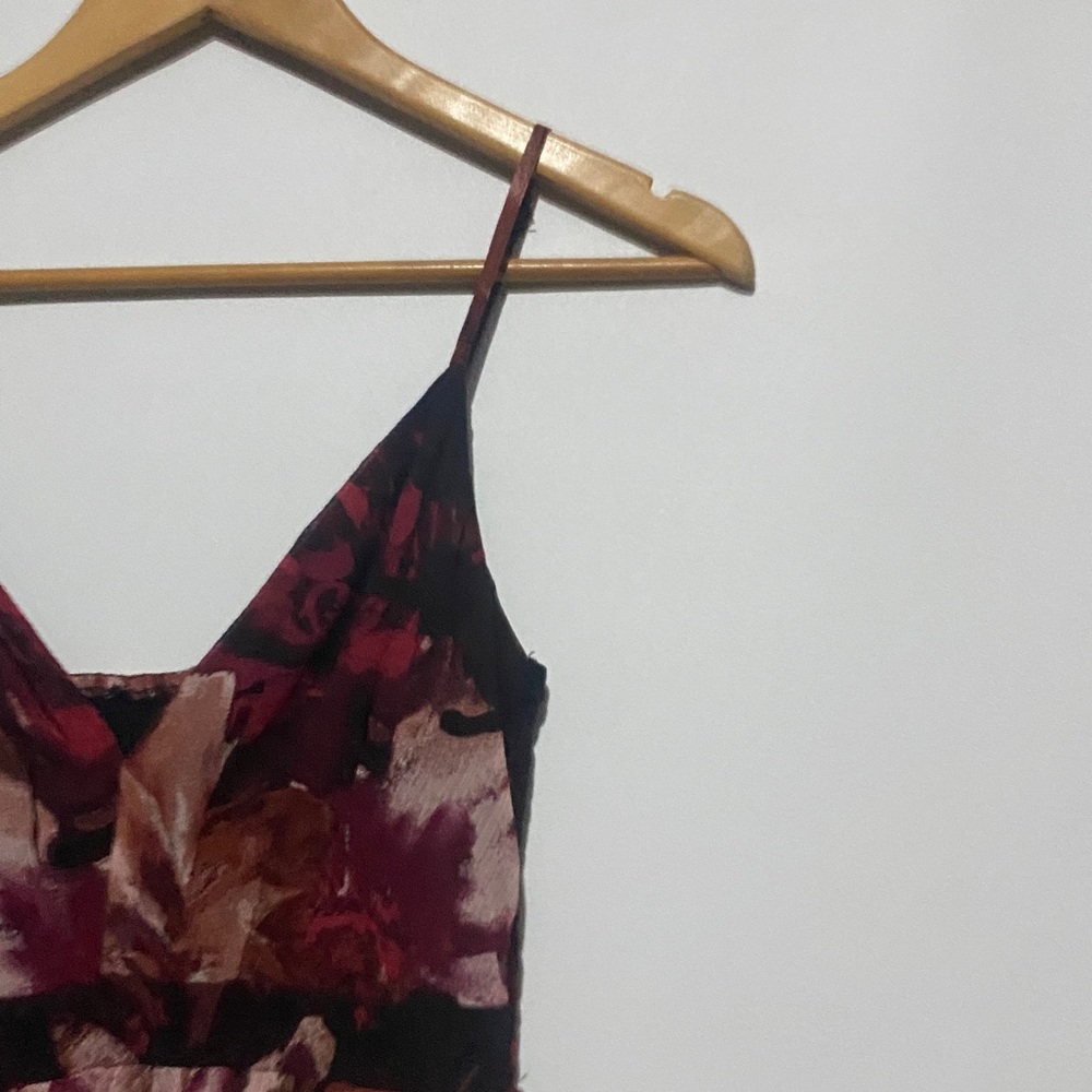 Lulu’s S Gorgeous Blooms Burgundy Tiered Maxi Dress As Is - Picture 7 of 11